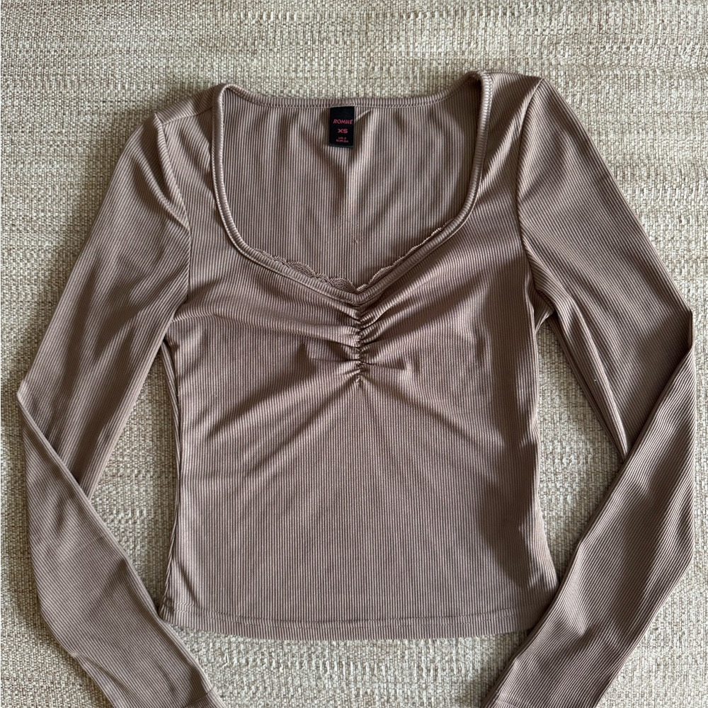 ROMWE Taupe Long Sleeve Top